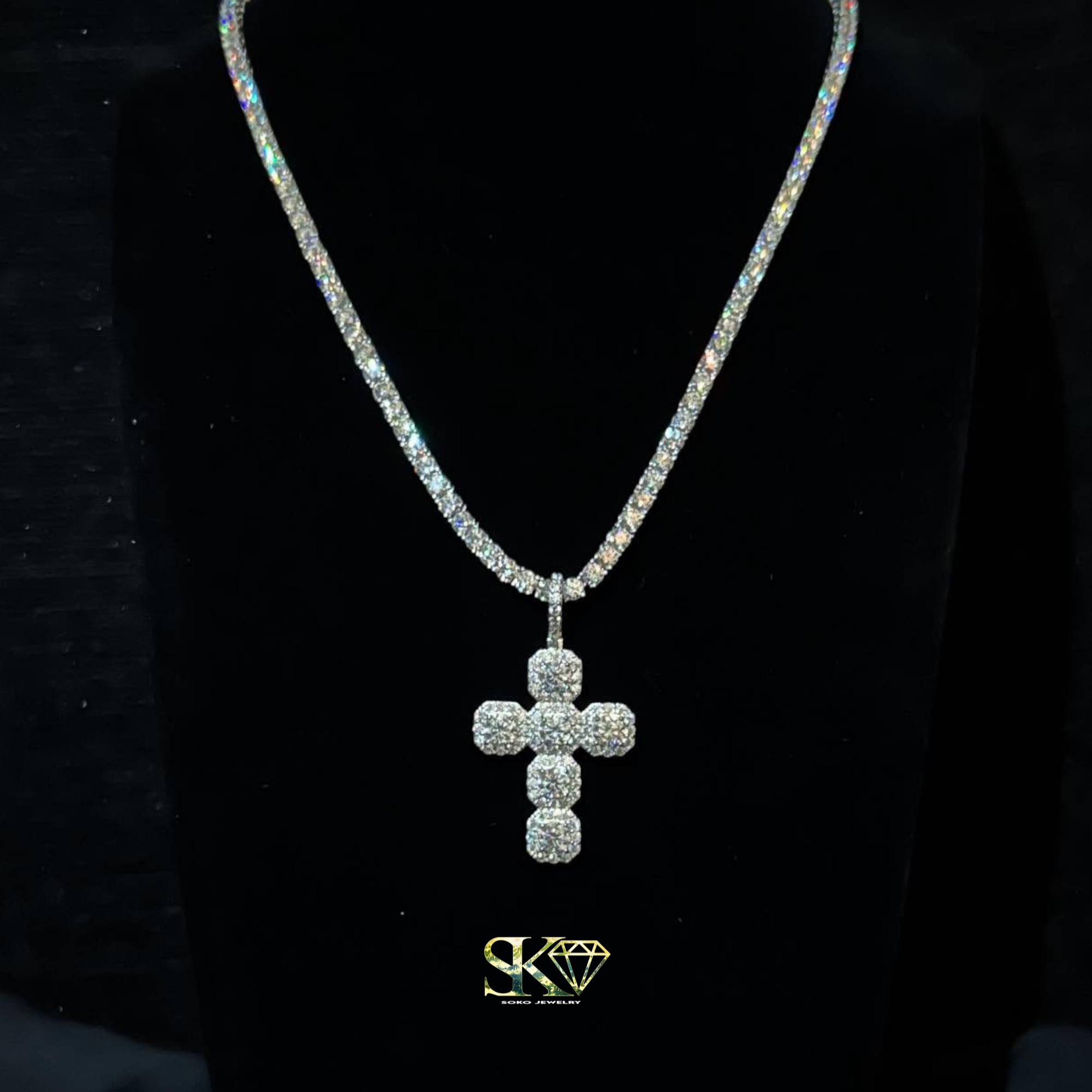 Tennis Chain in S925 Silver with VVS Moissanite