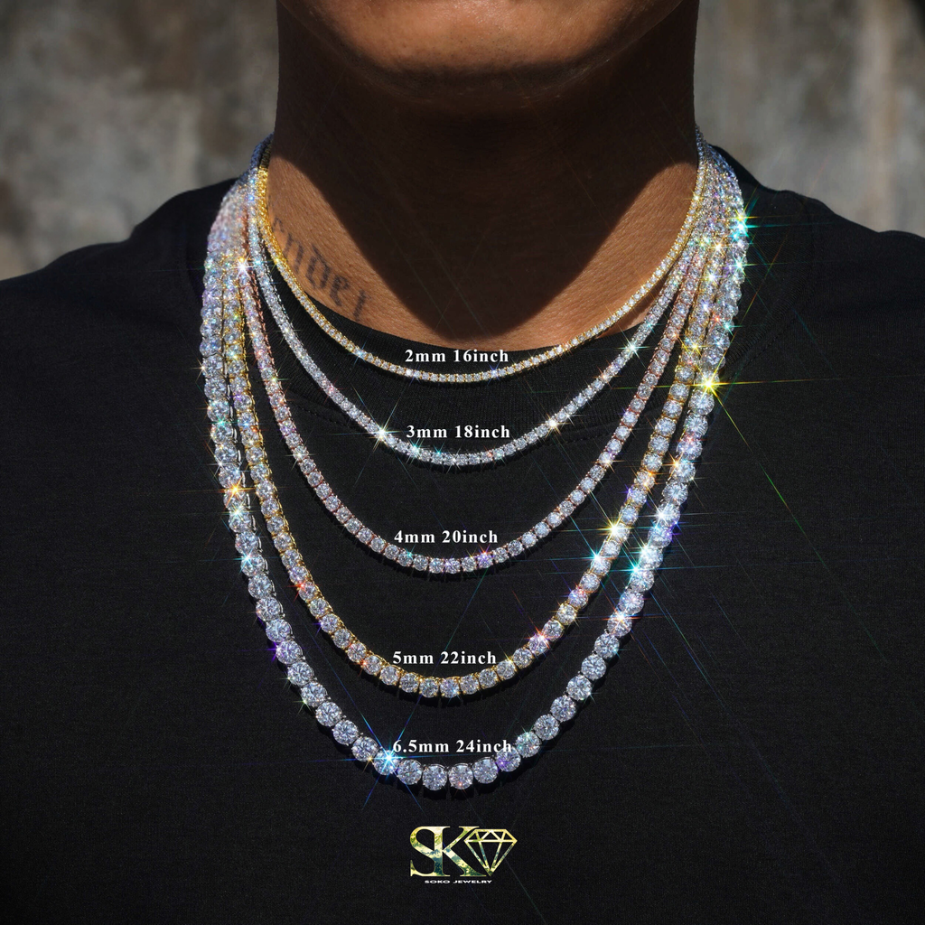 Tennis Chain in S925 Silver with VVS Moissanite