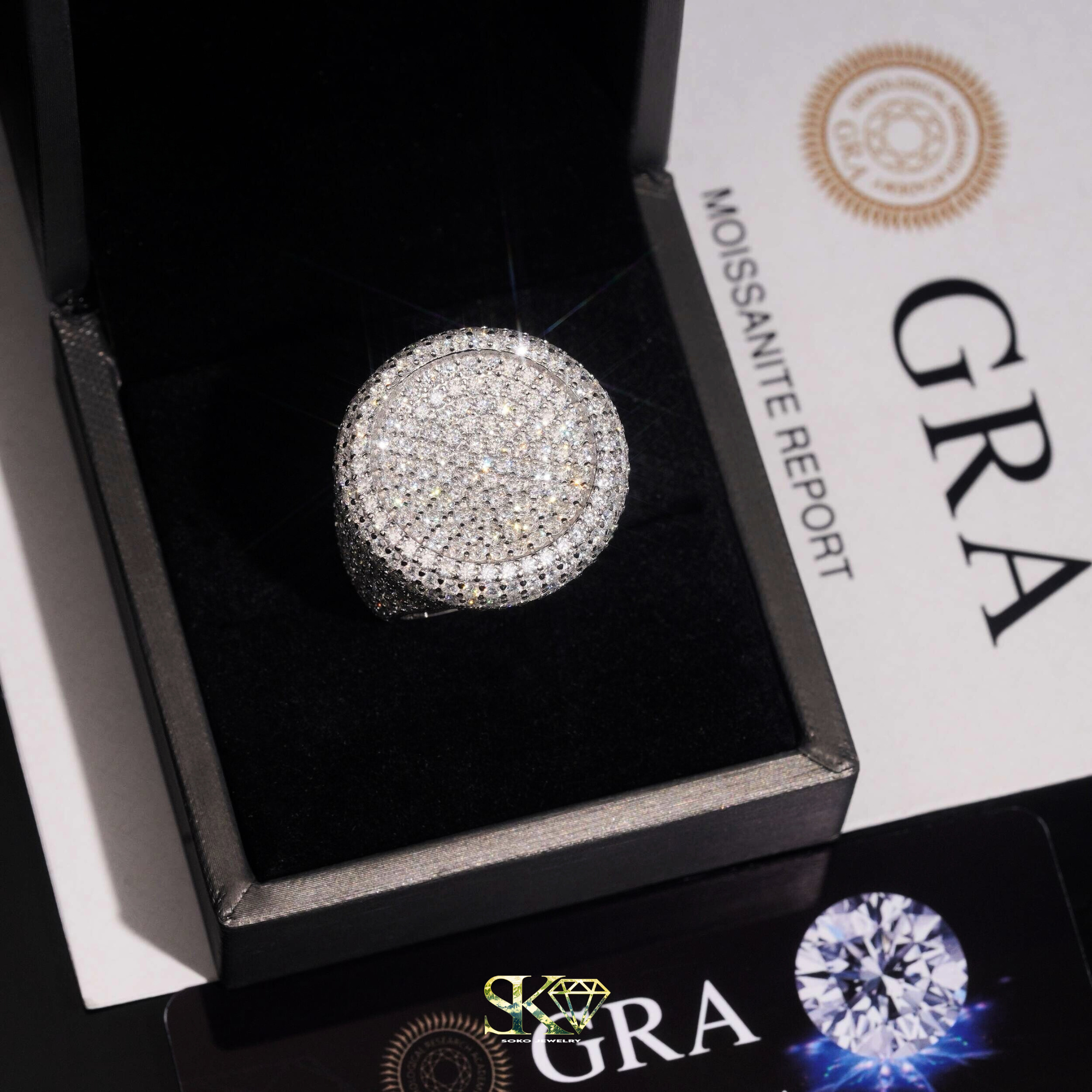 Iced Out Ring in S925 Silver with VVS Moissanites