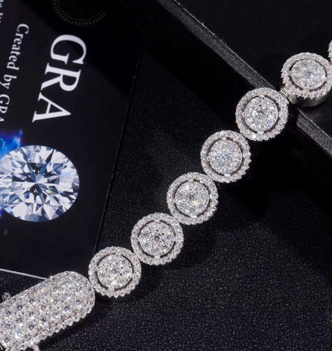 10mm Circle Tennis Bracelet in S925 Silver with VVS Moissanite
