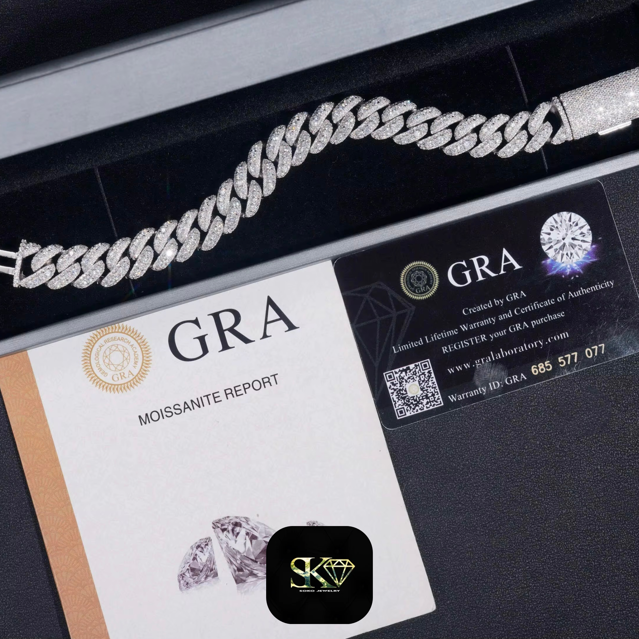 13mm Cuban Bracelet and Chain in S925 Silver with VVS Moissanite