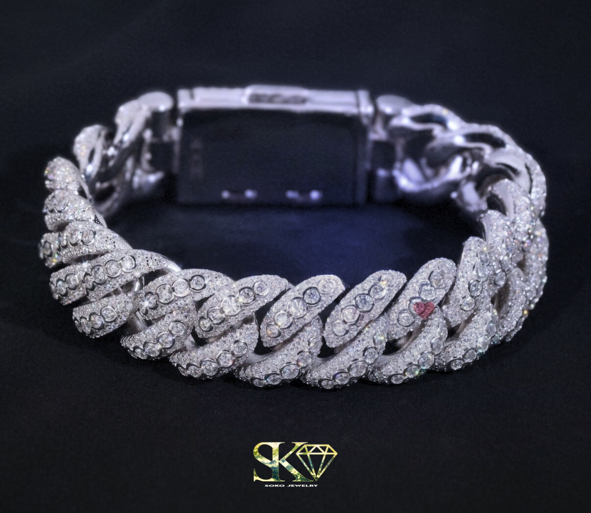 Cuban Bracelet in S925 Silver with VVS Moissanite 15MM