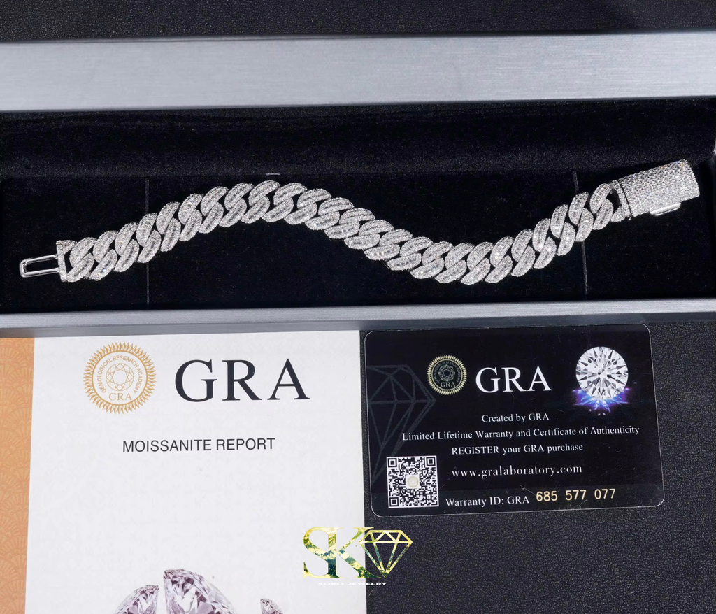 12mm Cuban Chain and Bracelet in VVS Moissanite