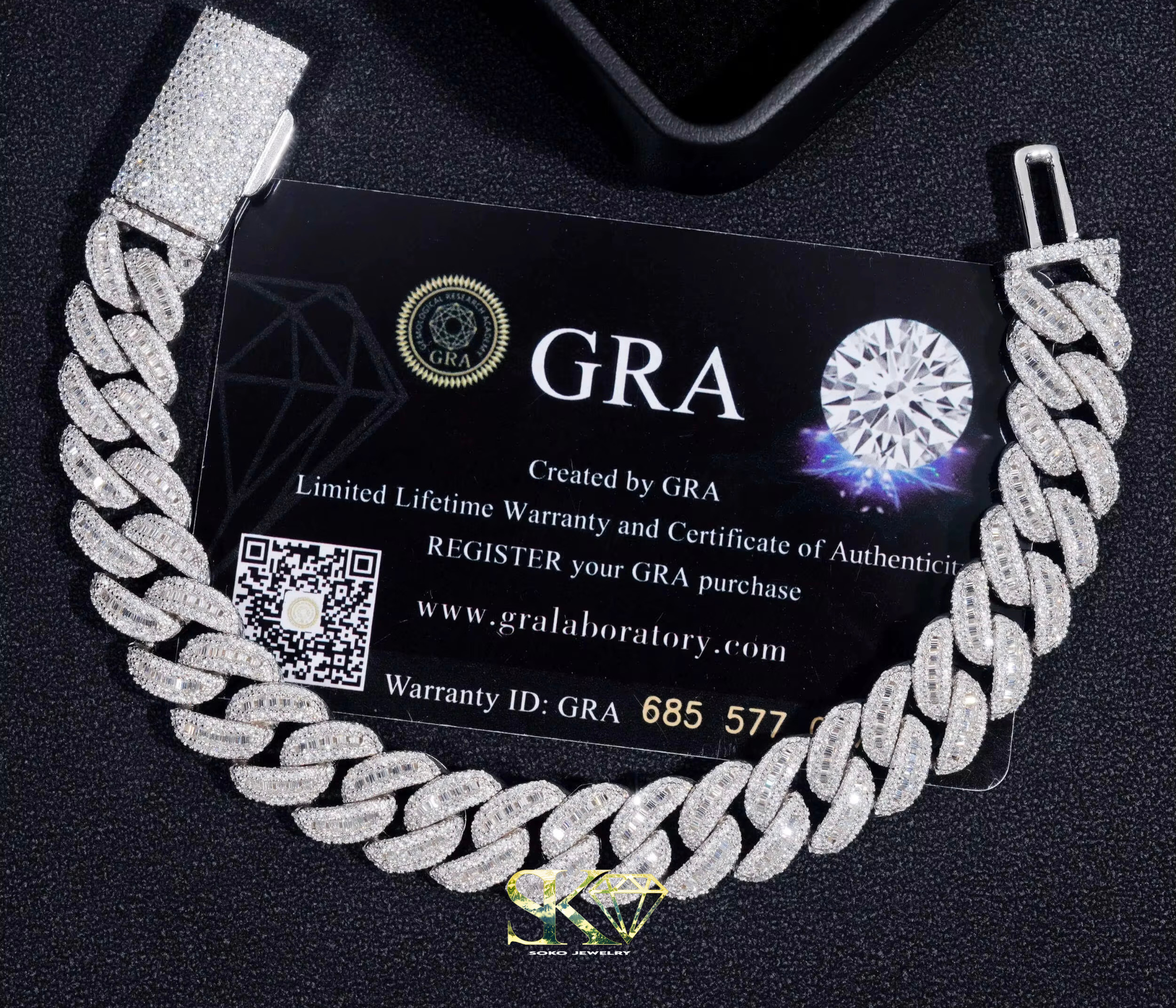 12mm Cuban Chain and Bracelet in VVS Moissanite