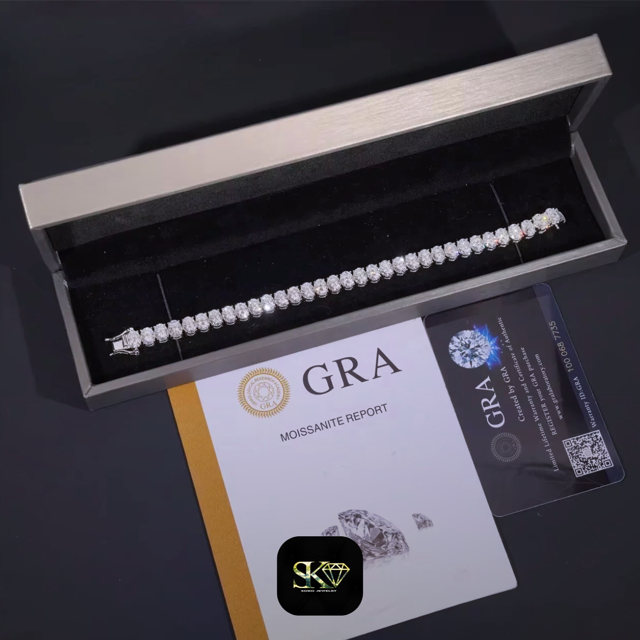 Classic Tennis Bracelet in S925 Silver with VVS Moissanite 8mm