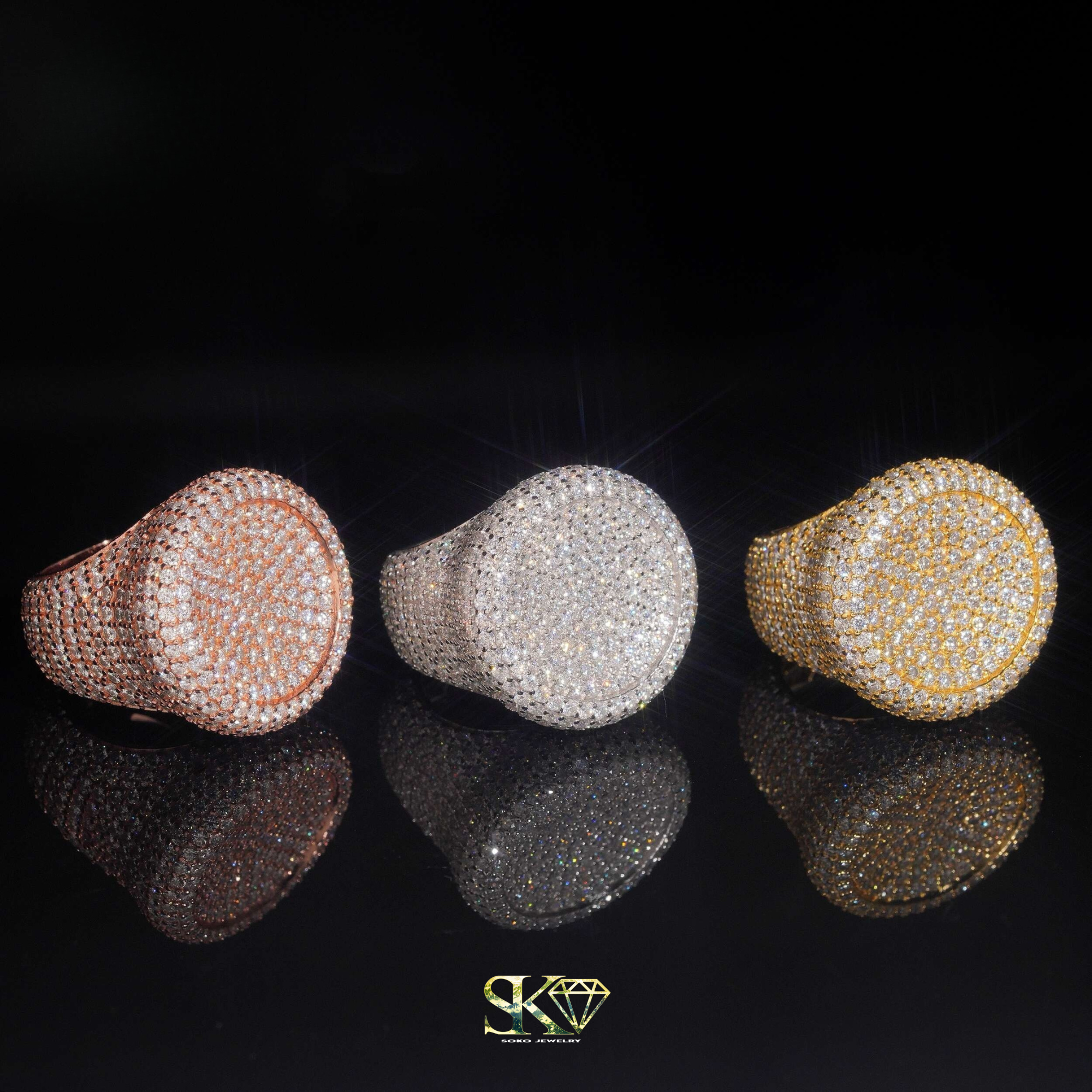 Iced Out Ring in S925 Silver with VVS Moissanites