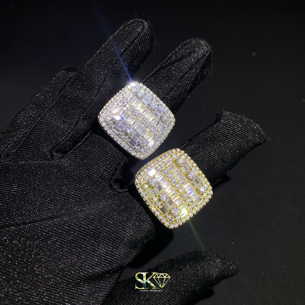 Luxury Square Ring in S925 Silver with VVS Moissanite – Baguette Cut