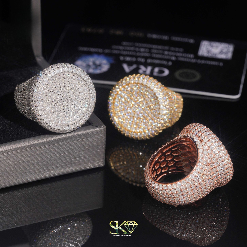 Iced Out Ring in S925 Silver with VVS Moissanites