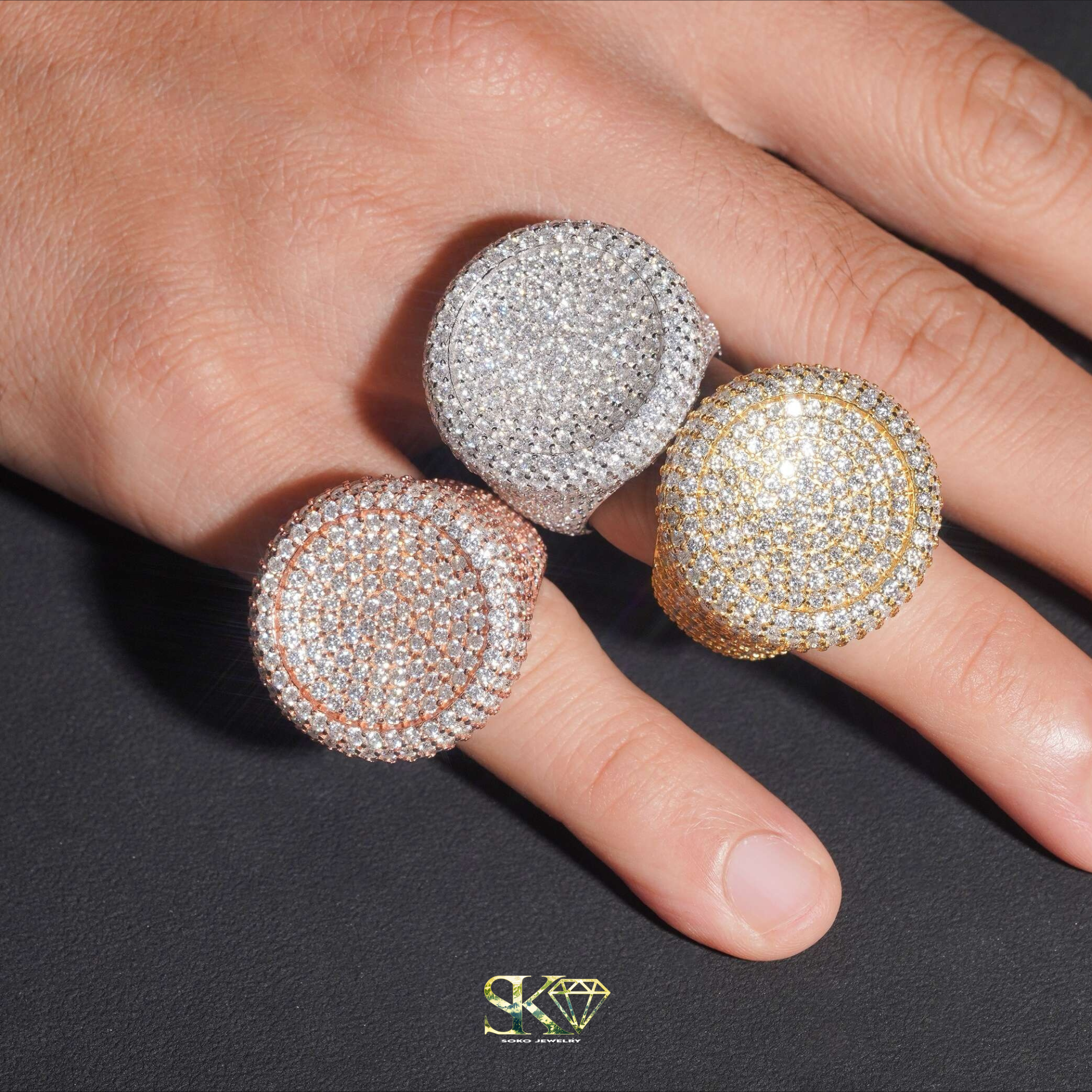 Iced Out Ring in S925 Silver with VVS Moissanites