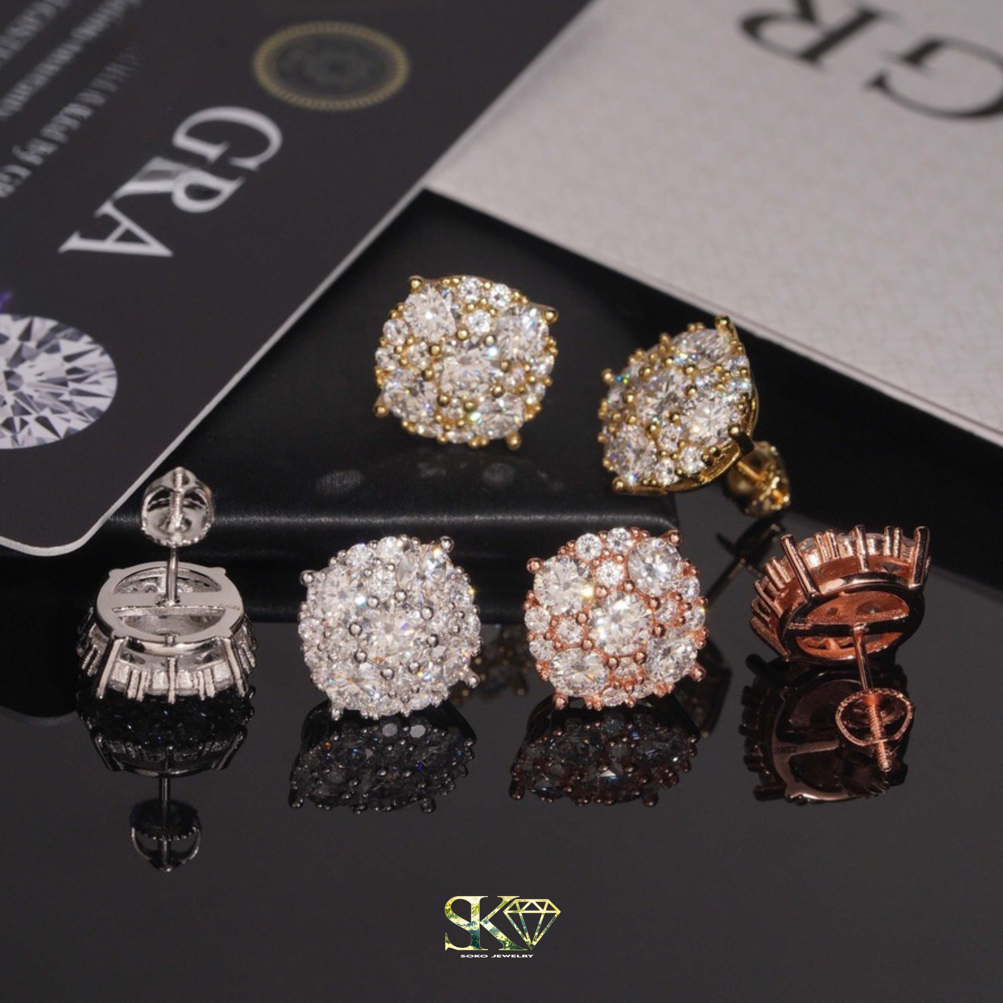 Round Earrings in S925 Silver with VVS1 Moissanite 12mm