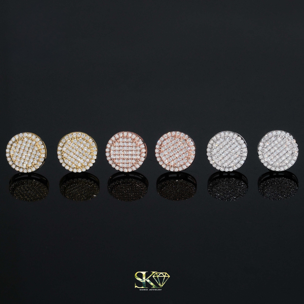 Round Pavé Earrings in S925 Silver with VVS1 Moissanite 12mm