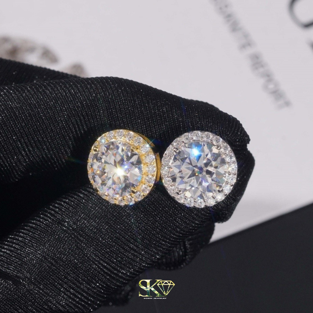 Halo Earrings in S925 Silver with VVS1 Moissanite 10mm