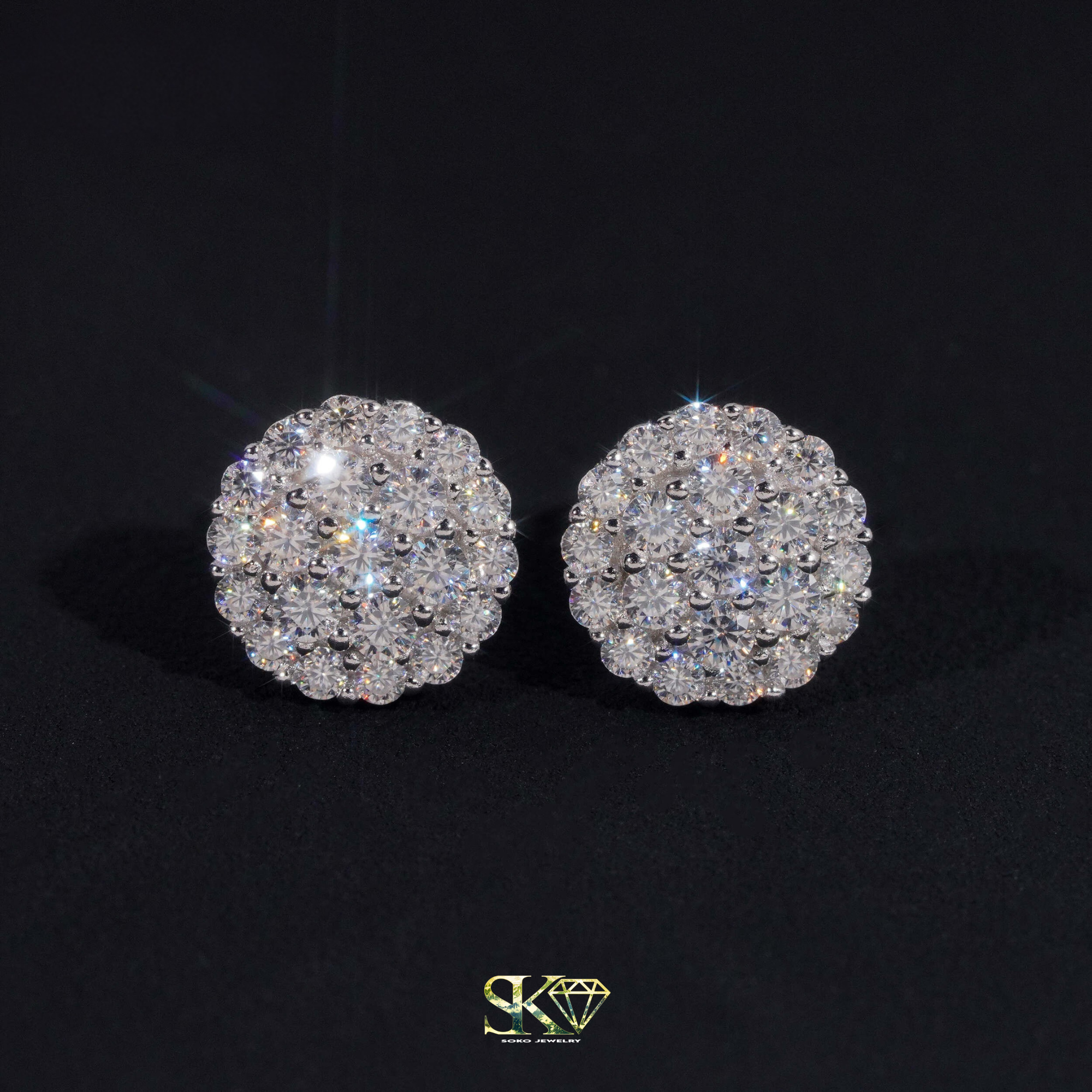 Round Earrings in S925 Silver with VVS Moissanite