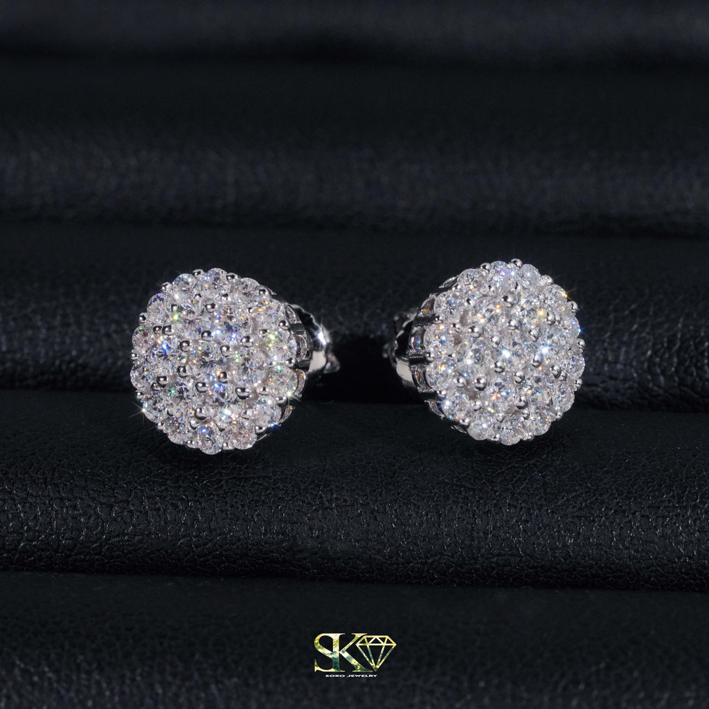 Round Earrings in S925 Silver with VVS Moissanite