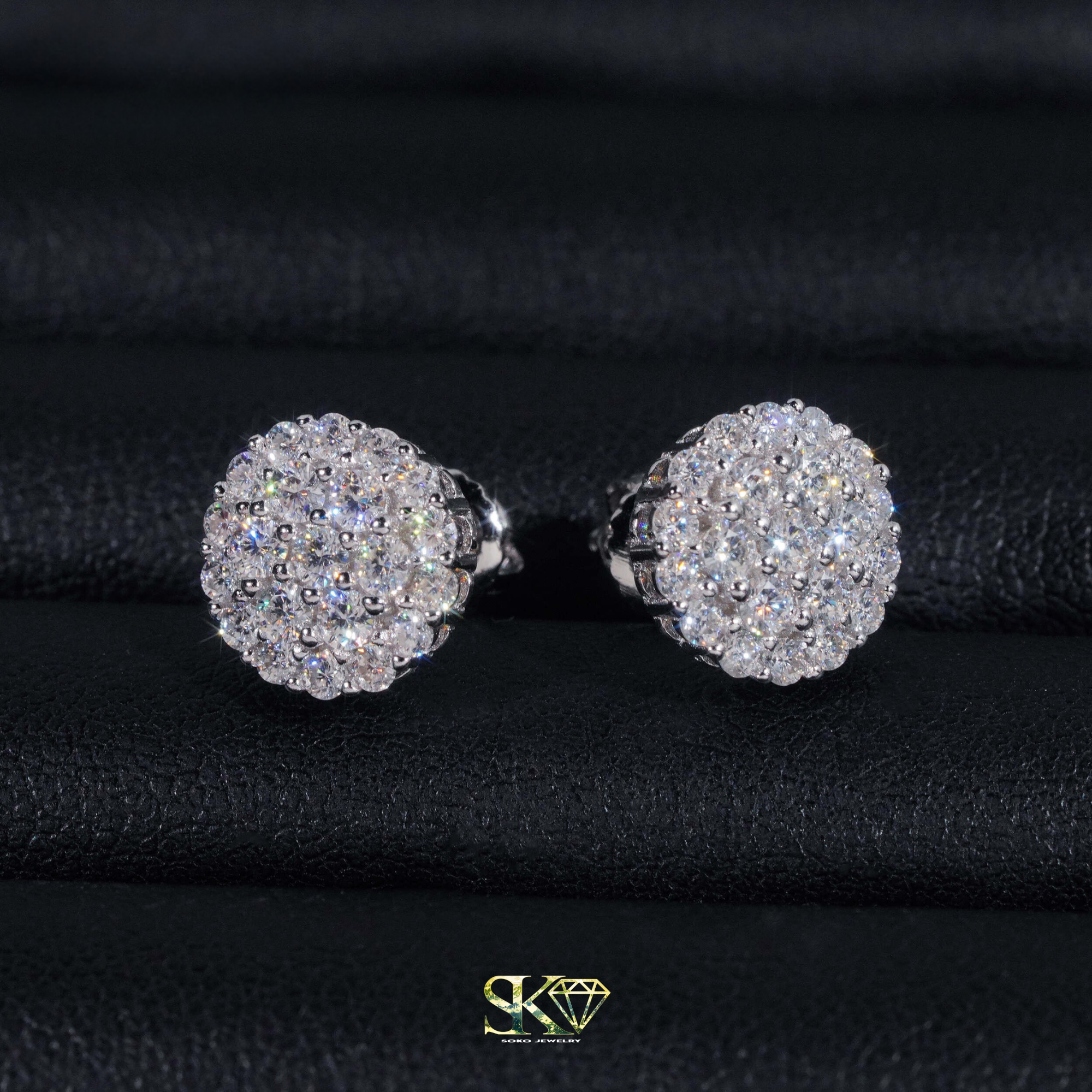 Round Earrings in S925 Silver with VVS Moissanite