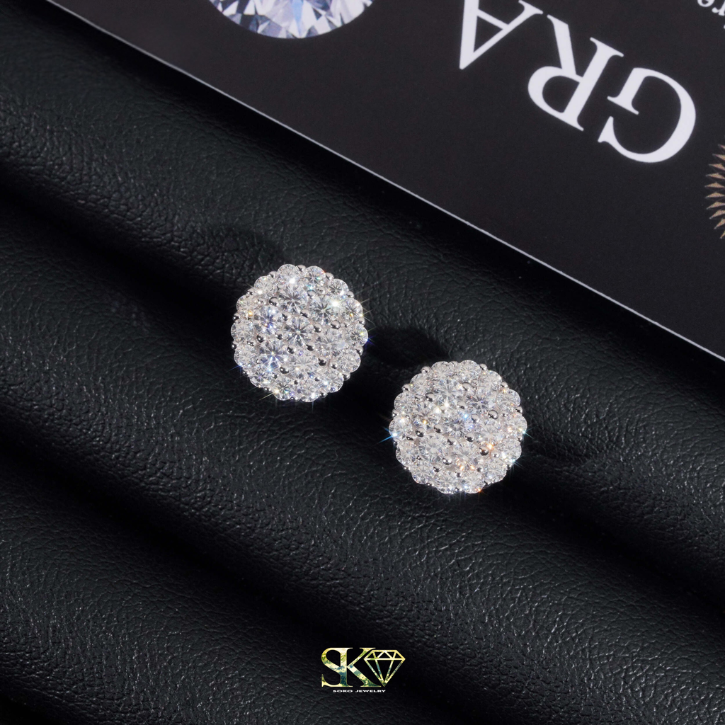 Round Earrings in S925 Silver with VVS Moissanite