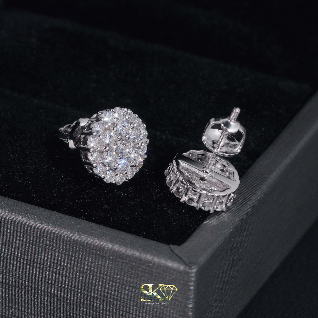 Round Earrings in S925 Silver with VVS Moissanite