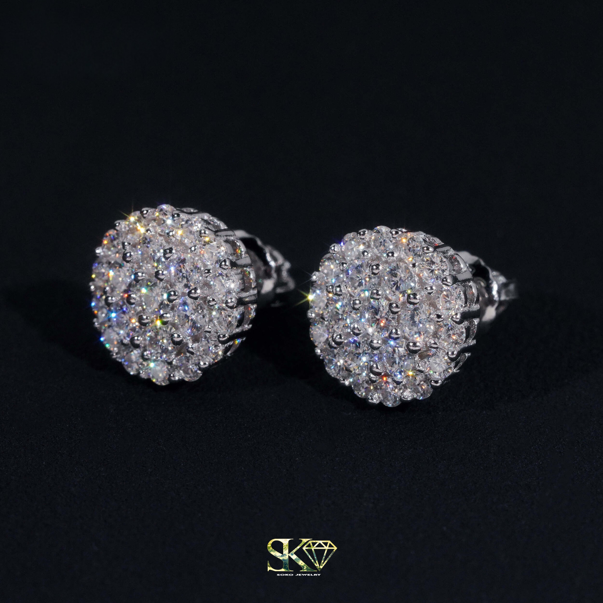 Round Earrings in S925 Silver with VVS Moissanite