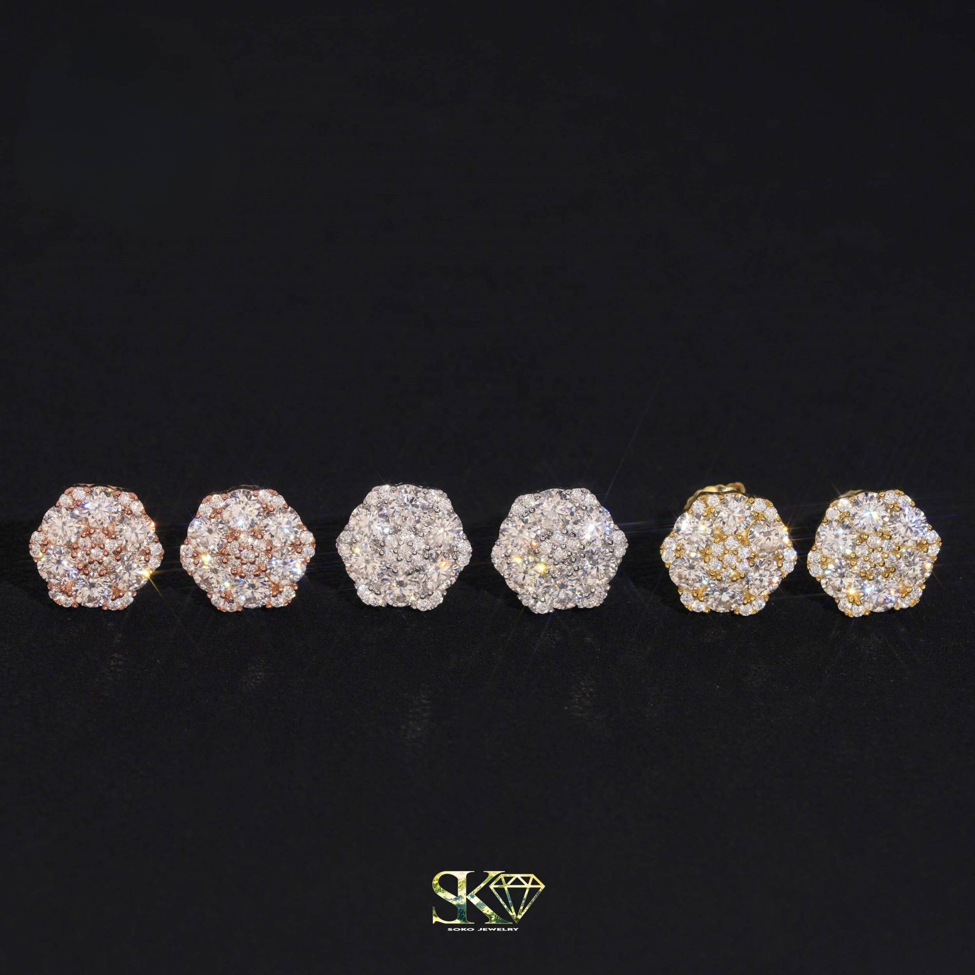 Hexagonal Earrings in S925 Silver with VVS1 Moissanite