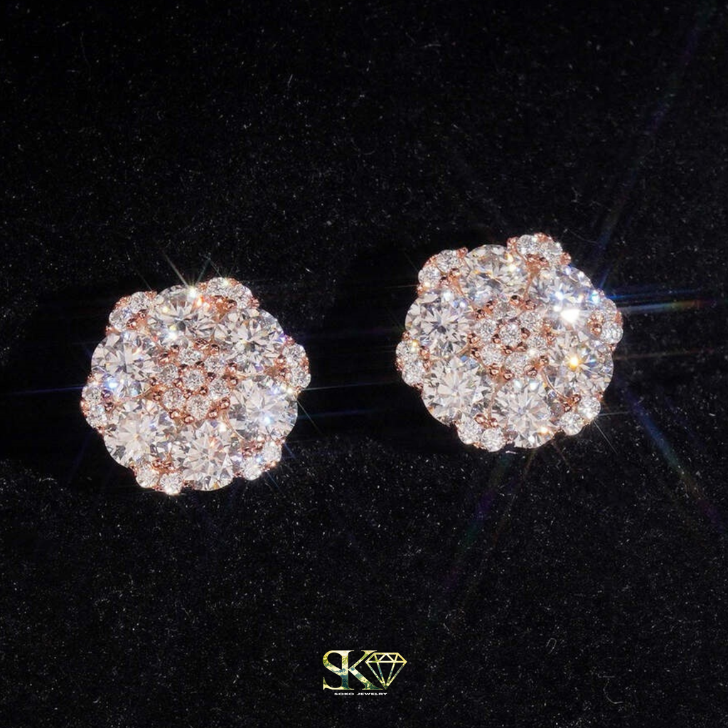 Hexagonal Earrings in S925 Silver with VVS1 Moissanite