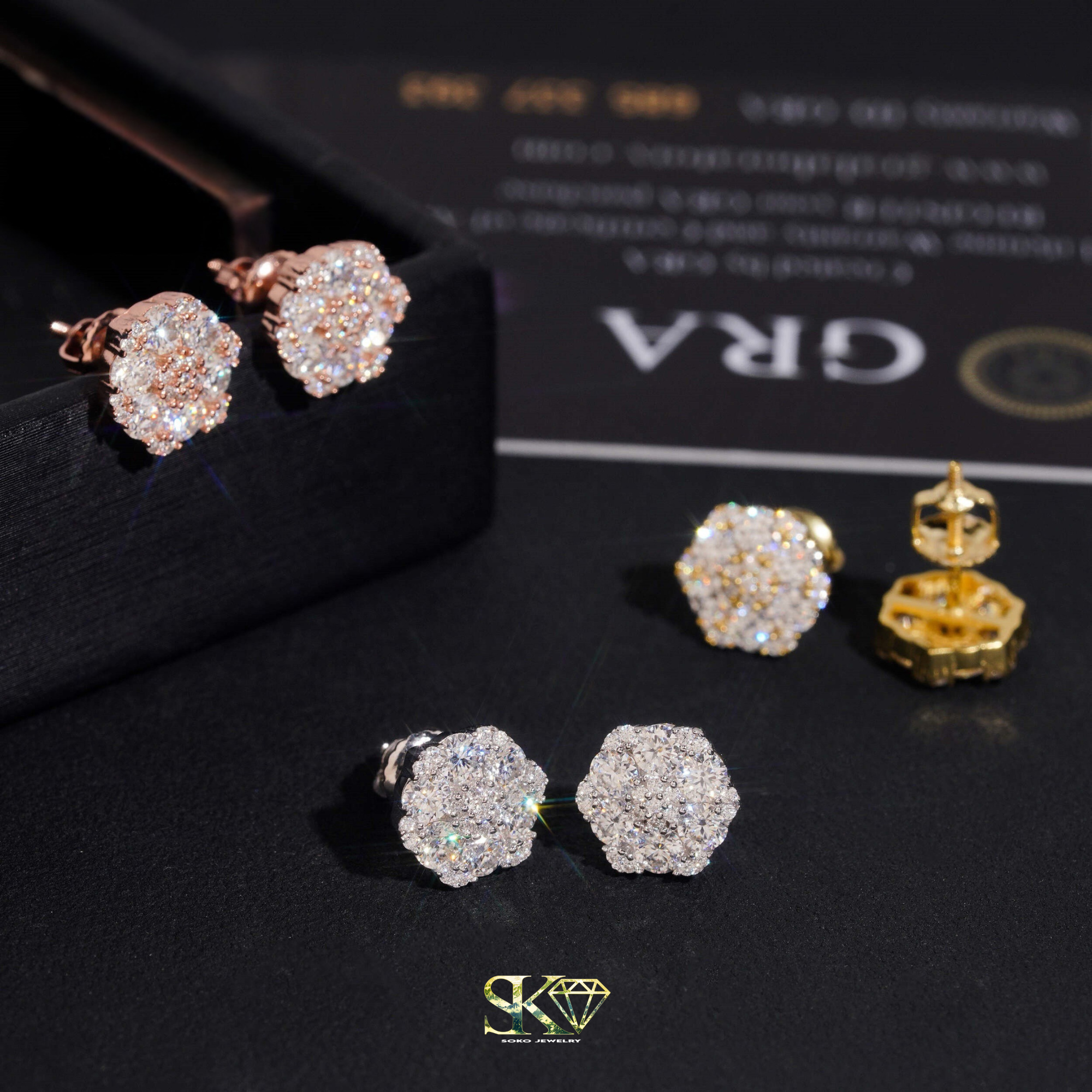 Hexagonal Earrings in S925 Silver with VVS1 Moissanite