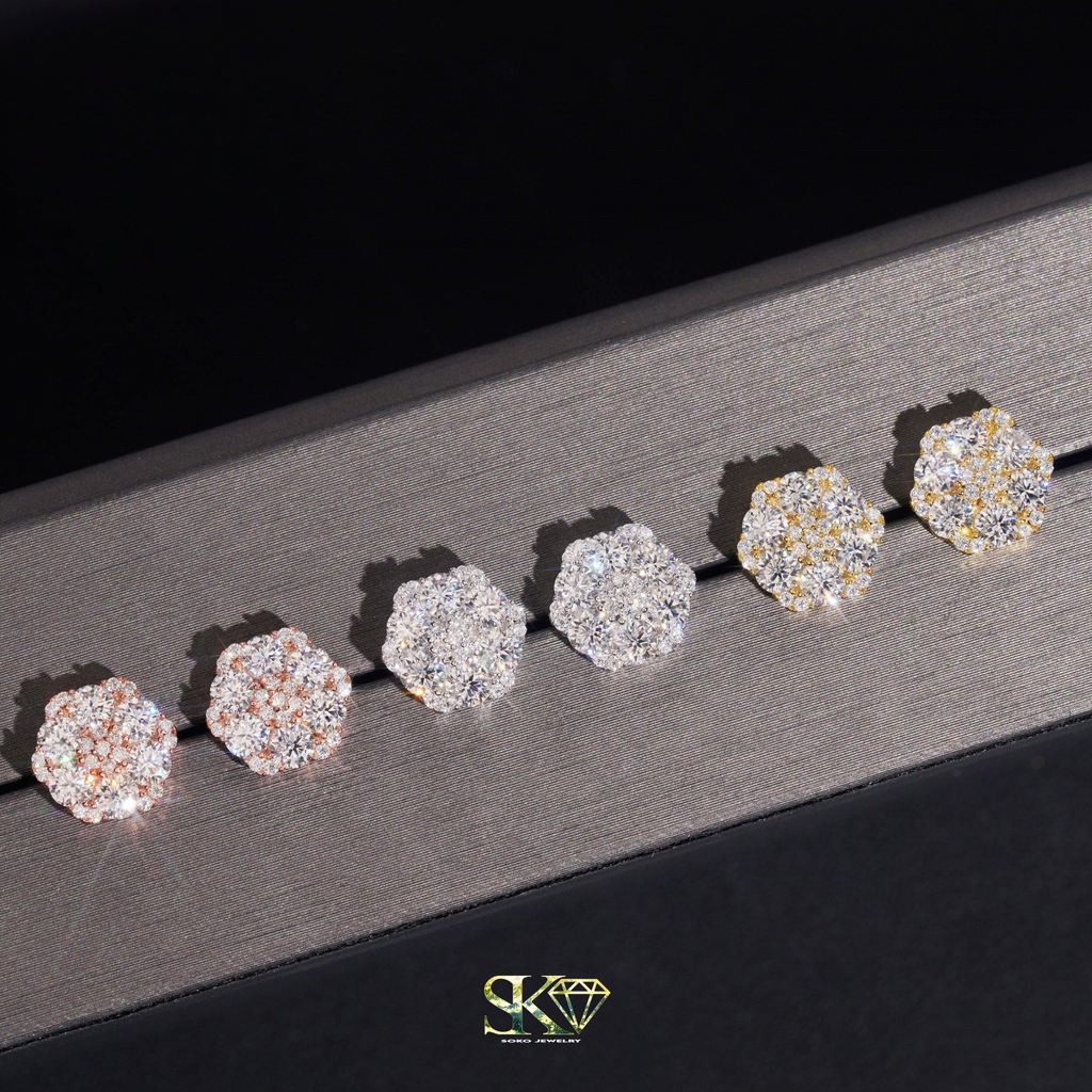 Hexagonal Earrings in S925 Silver with VVS1 Moissanite