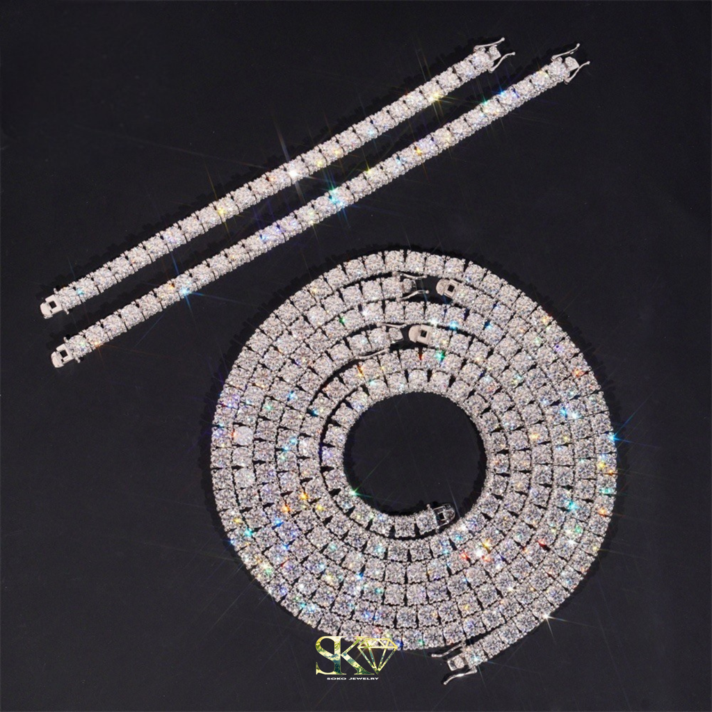 Tennis Chain in S925 Silver with VVS Moissanite