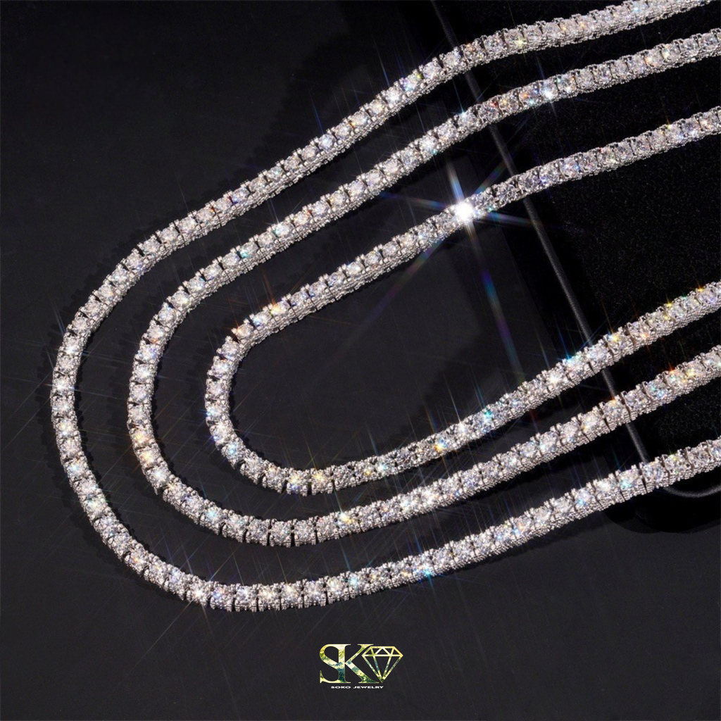 Tennis Chain in S925 Silver with VVS Moissanite