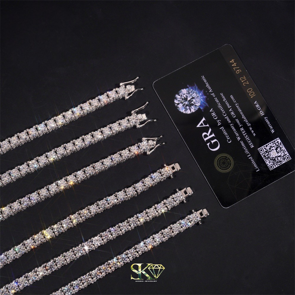 Tennis Chain in S925 Silver with VVS Moissanite