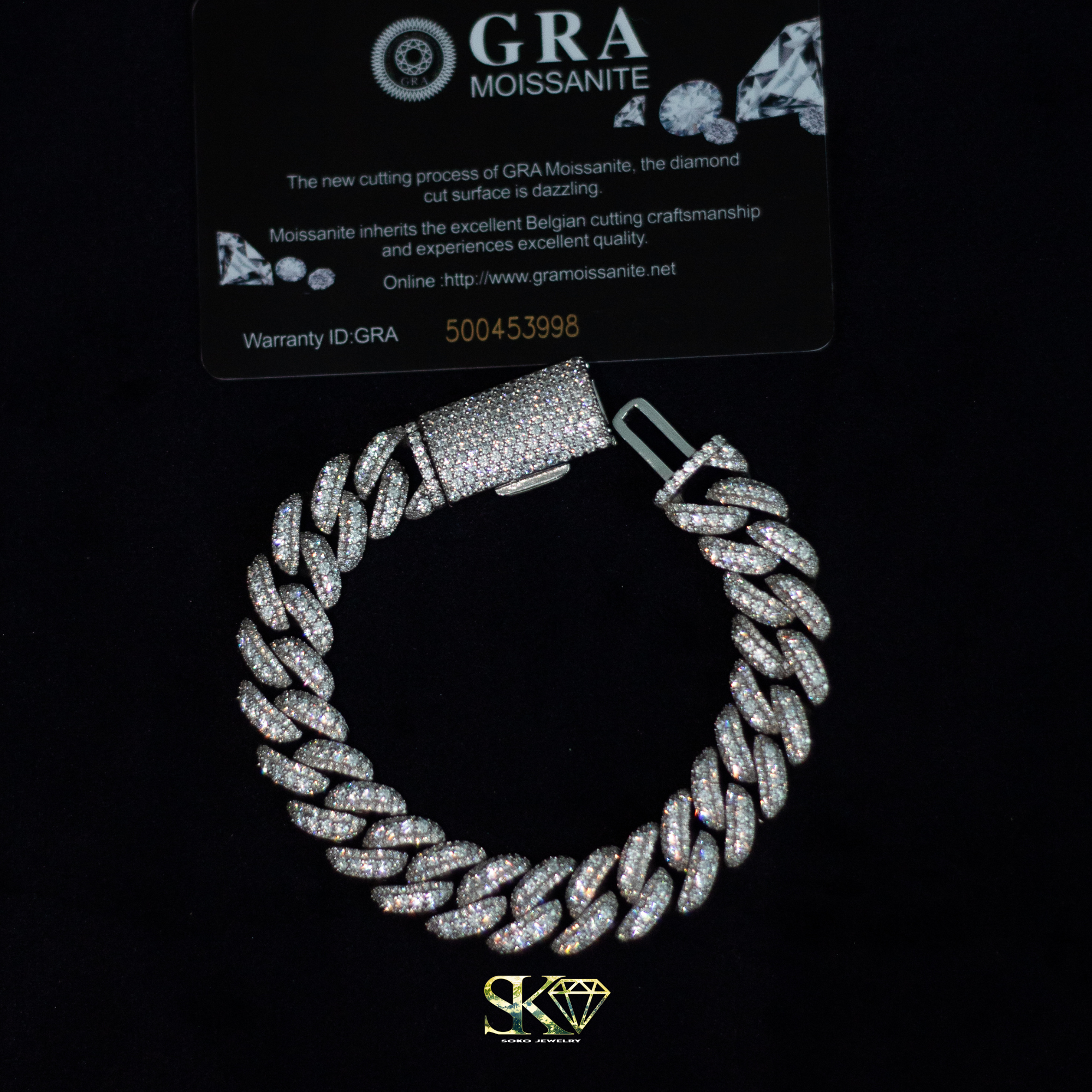 13mm Cuban Bracelet and Chain in S925 Silver with VVS Moissanite