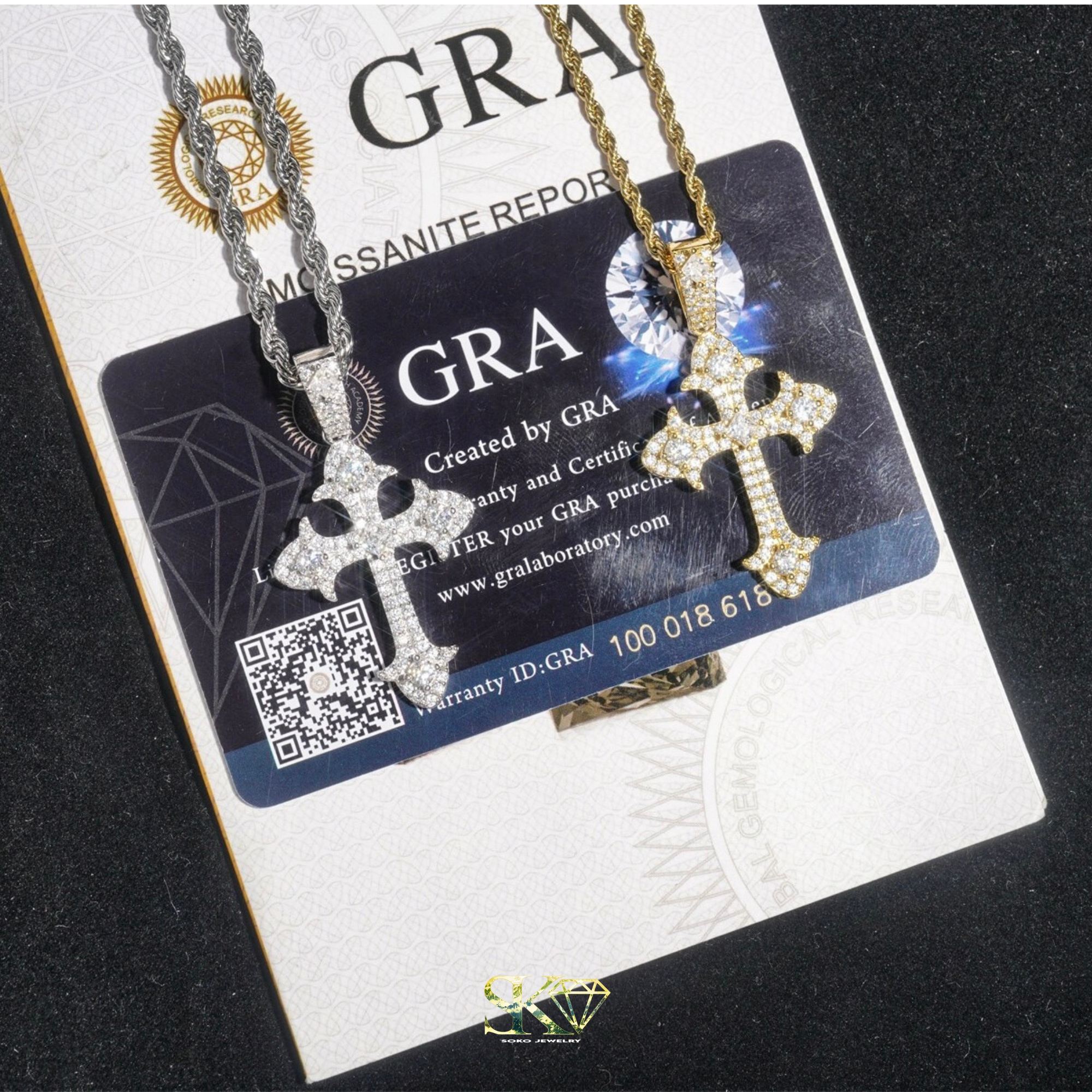 Gothic Cross Pendant in S925 Silver with VVS Moissanite