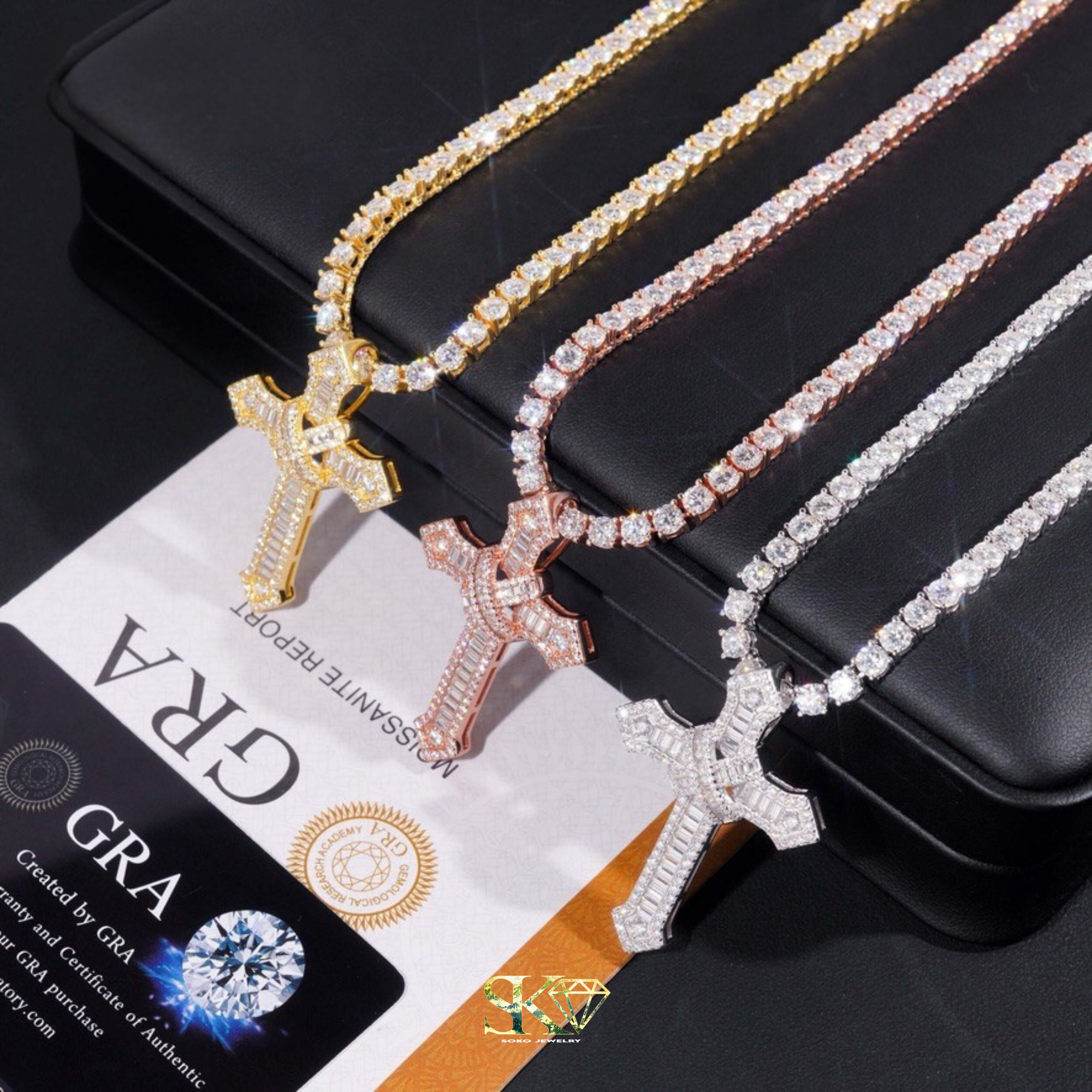 Luxury Crusader Cross Pendants in S925 Silver with VVS Moissanite